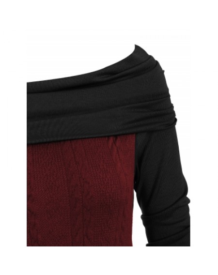 Lace Up Cowl Neck Guipure Insert Knitwear